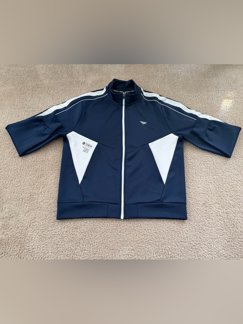 Paper Planes Luxury Athleisure Jacket, XL, Blue with White Accent Stripes